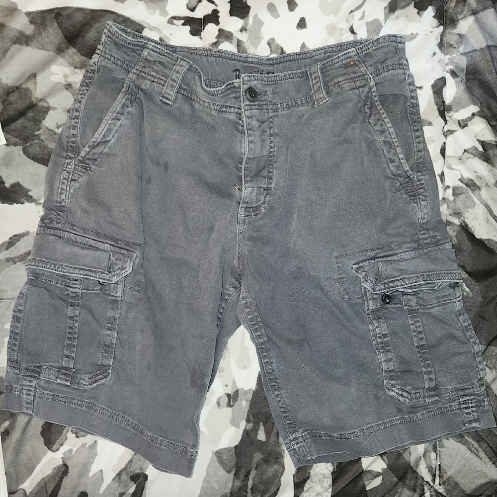 Gray Cargo Shorts with Utility Design